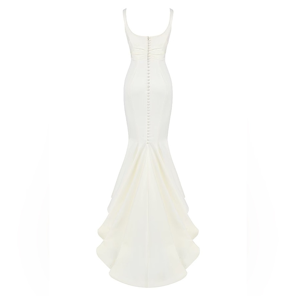 HOUSE OF CB 'Emilie' Off White Satin Mermaid Bridal Gown NWOT size L - Picture 2 of 15